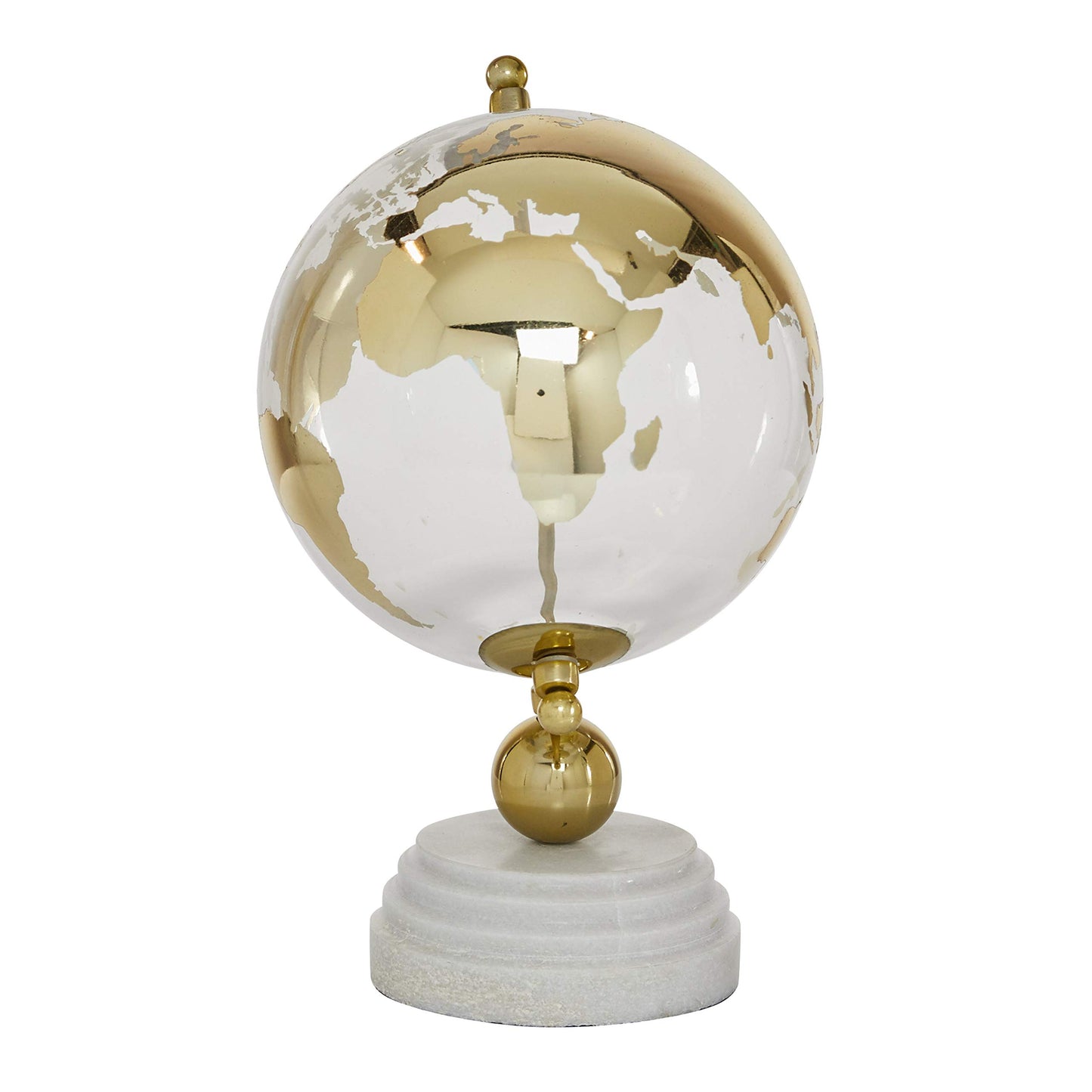 Deco 79 Ceramic Globe With Marble Base And Glass Globe, 8' X 8' X 13', Gold