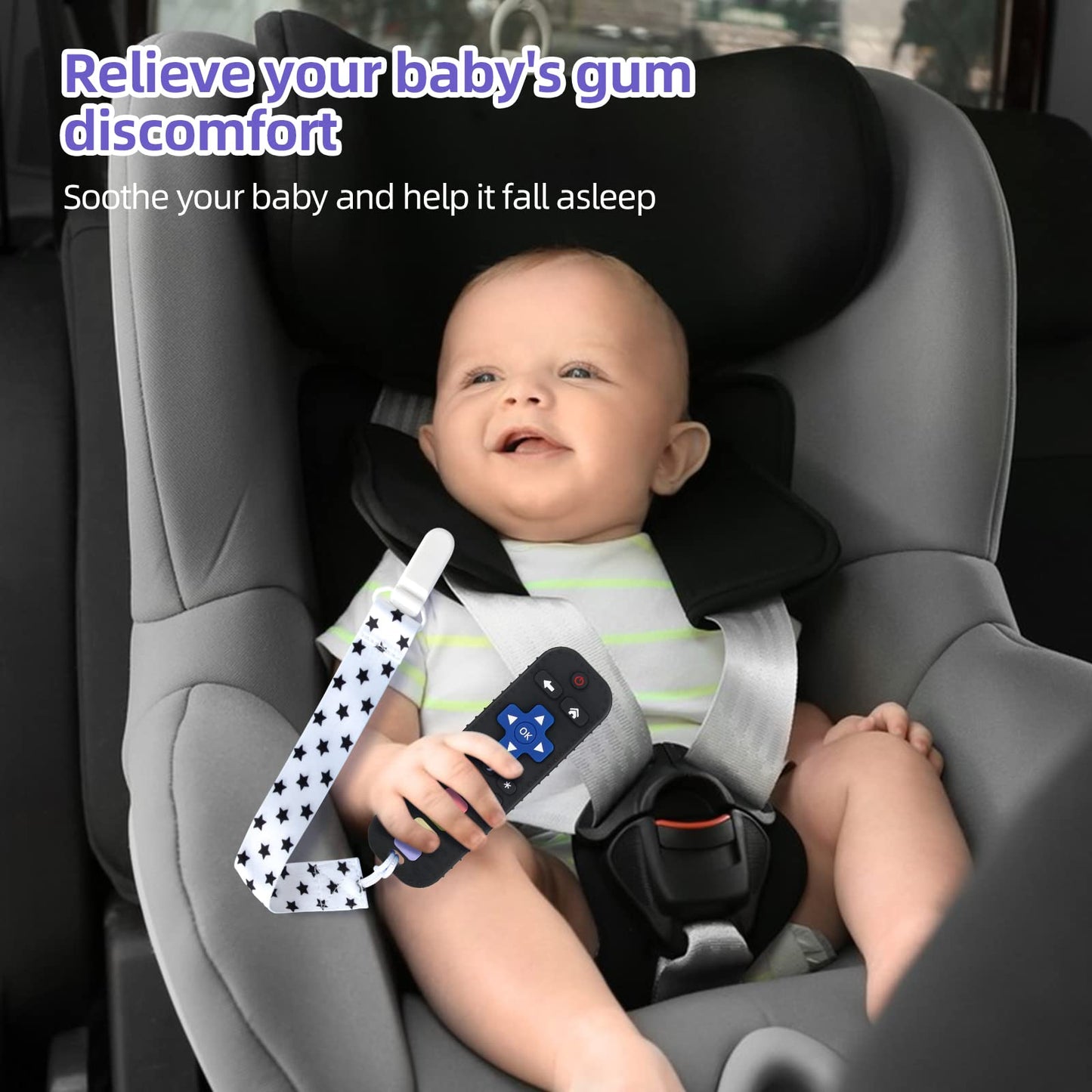 Chuya Baby Teether Toy - TV Remote Control Shape, Silicone, Black, for Infants 3-24 Months