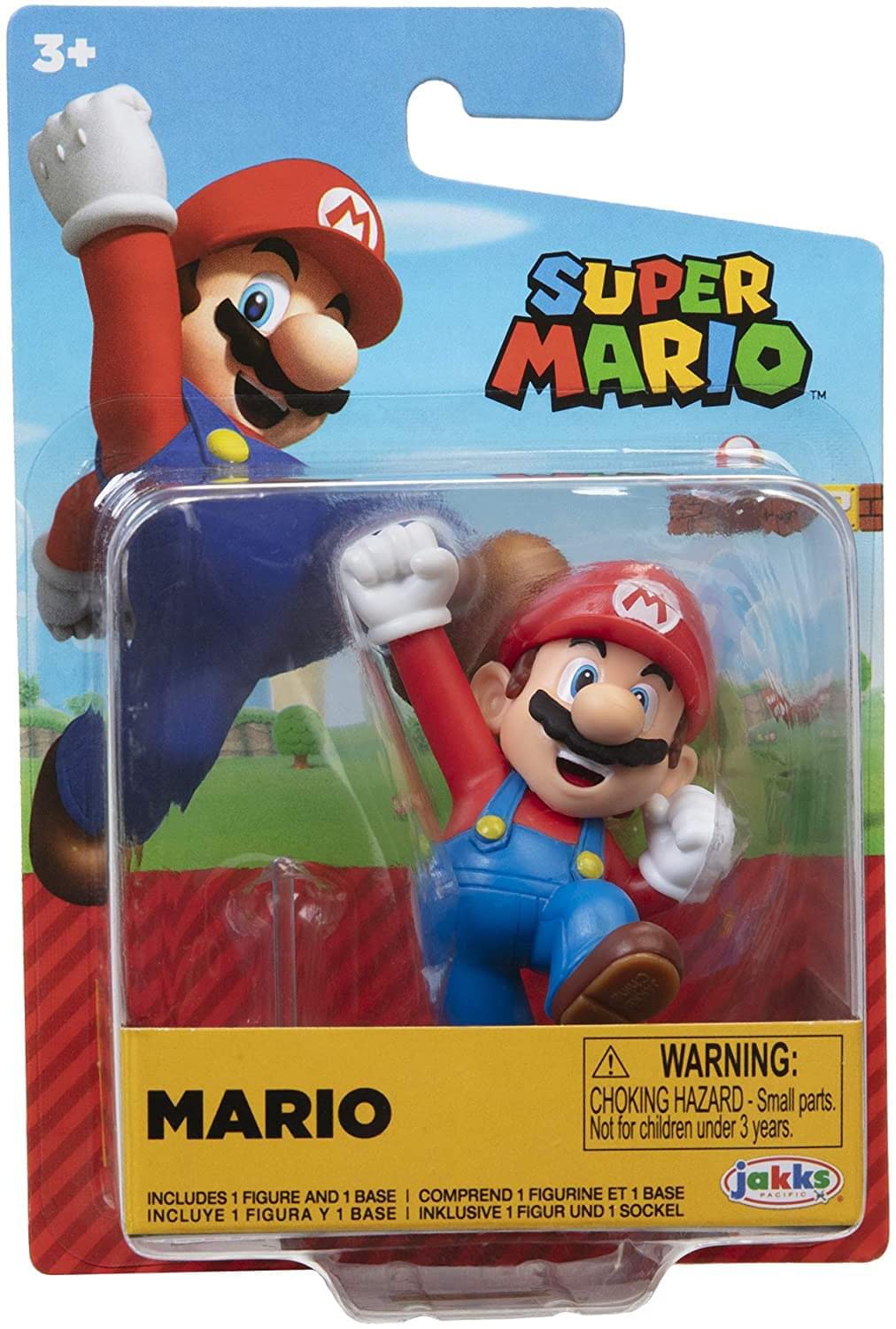 Super Mario Action Figure - 2.5 Inch Jumping Mario Collectible Toy, Red, Plastic, Model 404574