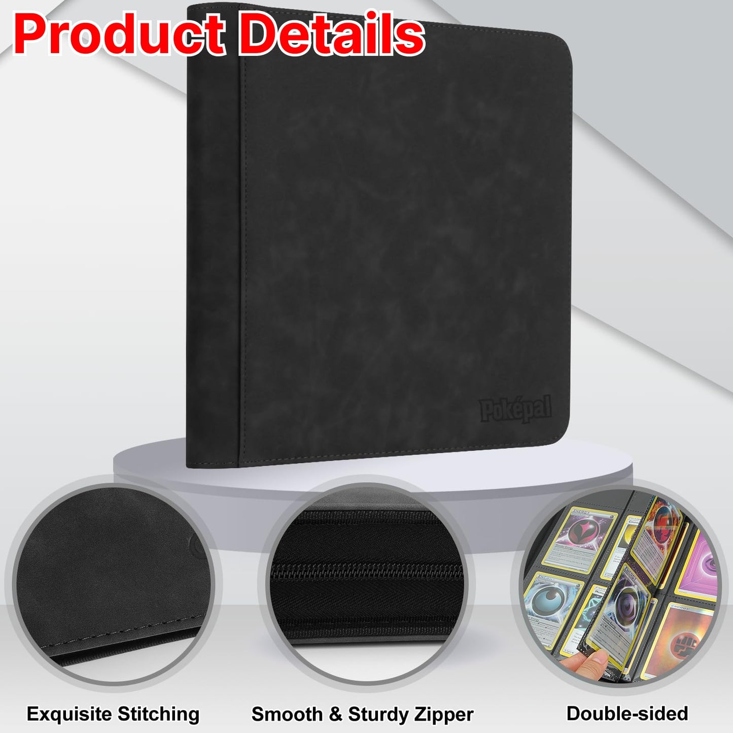 Pok?pal Trading Card Binder 12 Pocket Card Collection Binder for 720 Cards enhanced Card Book Double Sided Pocket Collector Album Card Holder Folder for TCG PM MTG OPCG YGO Sports Cards (Black)