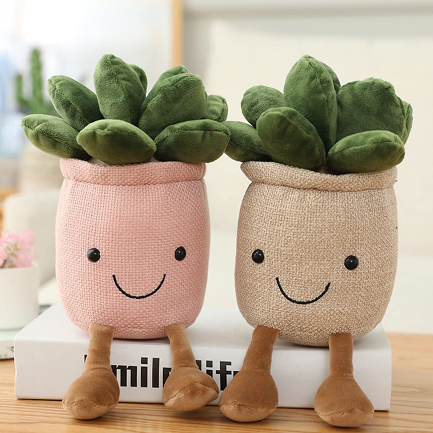 Evlooe 3Pcs Succulents Plush Toy, Cute Succulents Plushies, Stuffed Potted Plants Plush Doll, Soft Plush Succulent Gifts For Kid