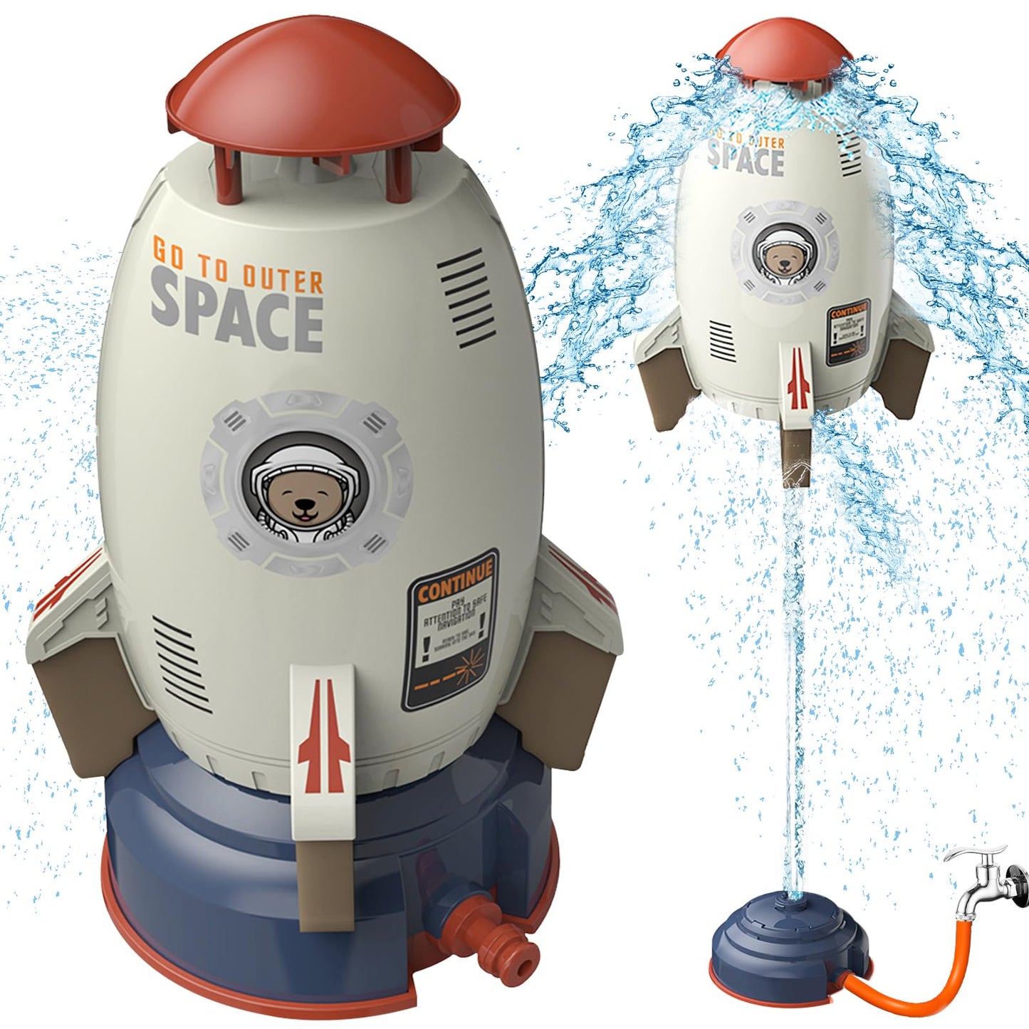 UXSIO Rocket Sprinkler for Kids, Outdoor Water Toys Rocket Launcher, Summer Activity for Boys & Girls Age 3 4 5 6 7 8, Green