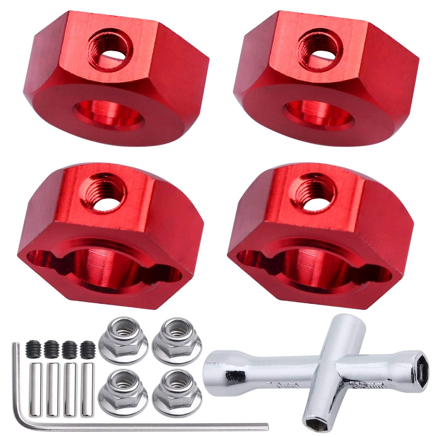 HobbyPark Aluminum 12mm Hex Wheel Hubs Adapters with Locknuts for Arrma Granite Voltage MEGA 2WD Granite 4X4 Big Rock Senton, Se