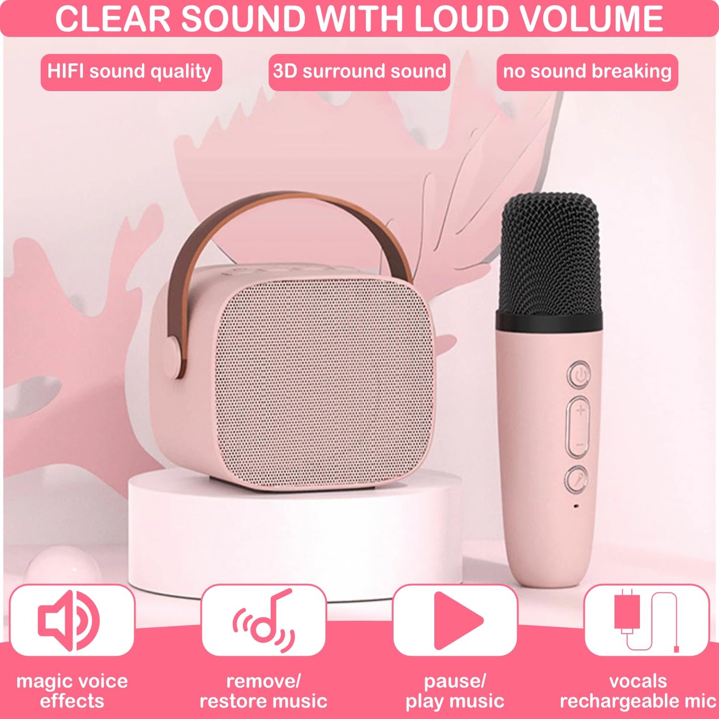 Mini Karaoke Machine For Kids & Adult, 4-12 Years Old Girls Christmas Birthday Gift For Girls & Boys, Karaoke Toys Gifts For Girls Ages 4, 5, 6, 7, 8, 9, 10, 12 +Year Old Birthday Party