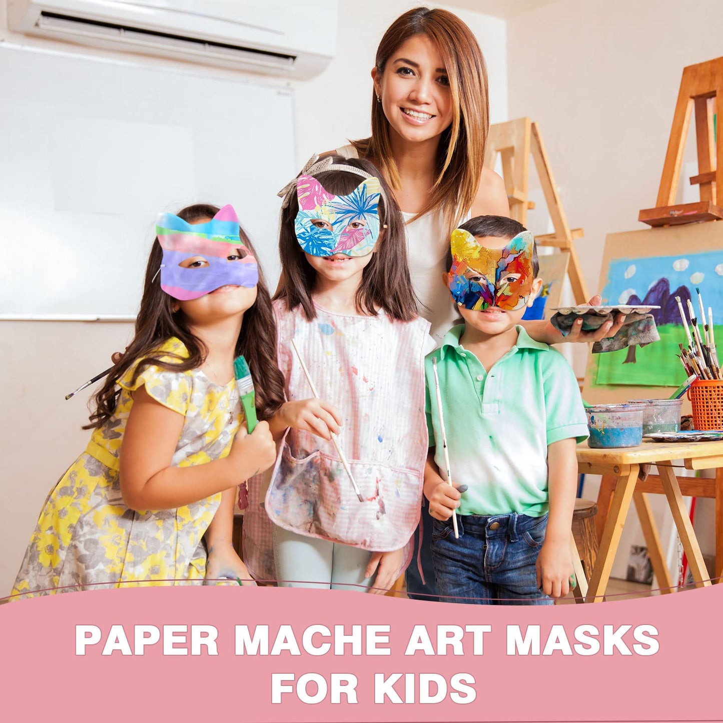 Leyndo 48 Pack Paper Mache Masks Craft Masks Blank DIY Halloween Mask Half Face Paintable Mask Mardi Gras Masquerade Cosplay (Ca