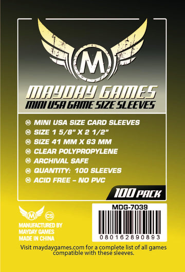 Mayday Games 7039 Clear Sleeves 41X63Mm Mini Usa Size (4X100 Pack, 400 Sleeves)