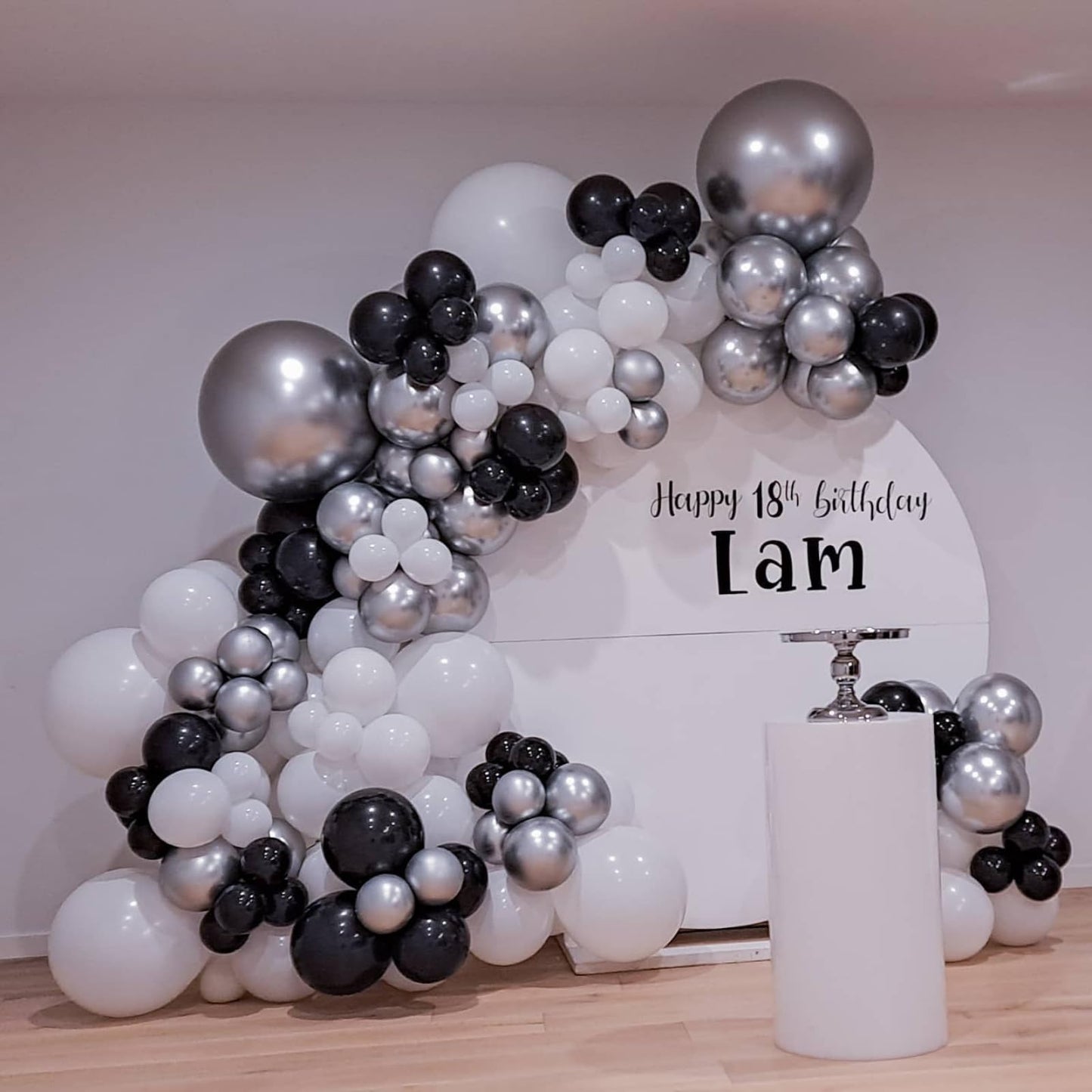 Black Silver Balloons, 60Pcs 12 Inch Black White Metallic Silver Balloons Set With Sliver Confetti Balloons Helium Latex Balloon