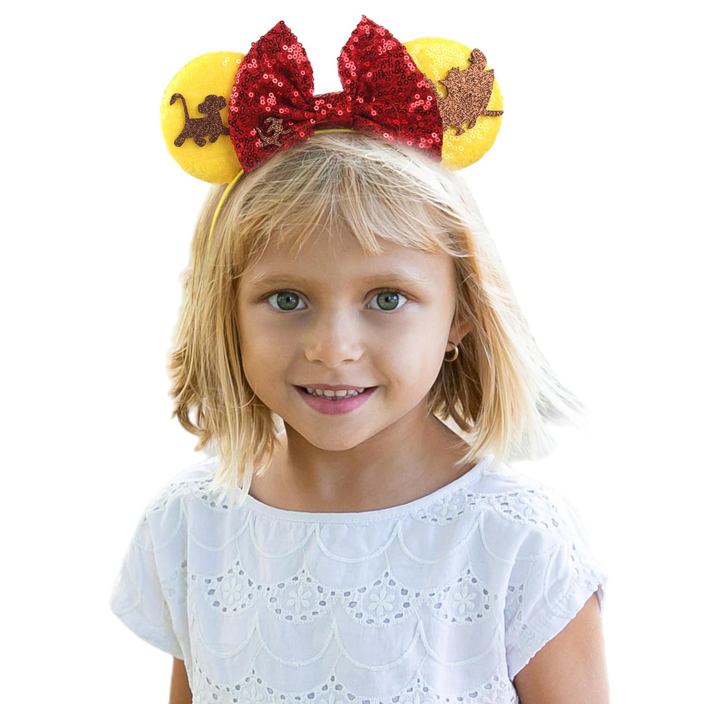 zhezesmila Lion King Simba Minn Ears Headband, Yellow, for Children and Women, Animal Kingdom Themed Hair Accessories for Birthd