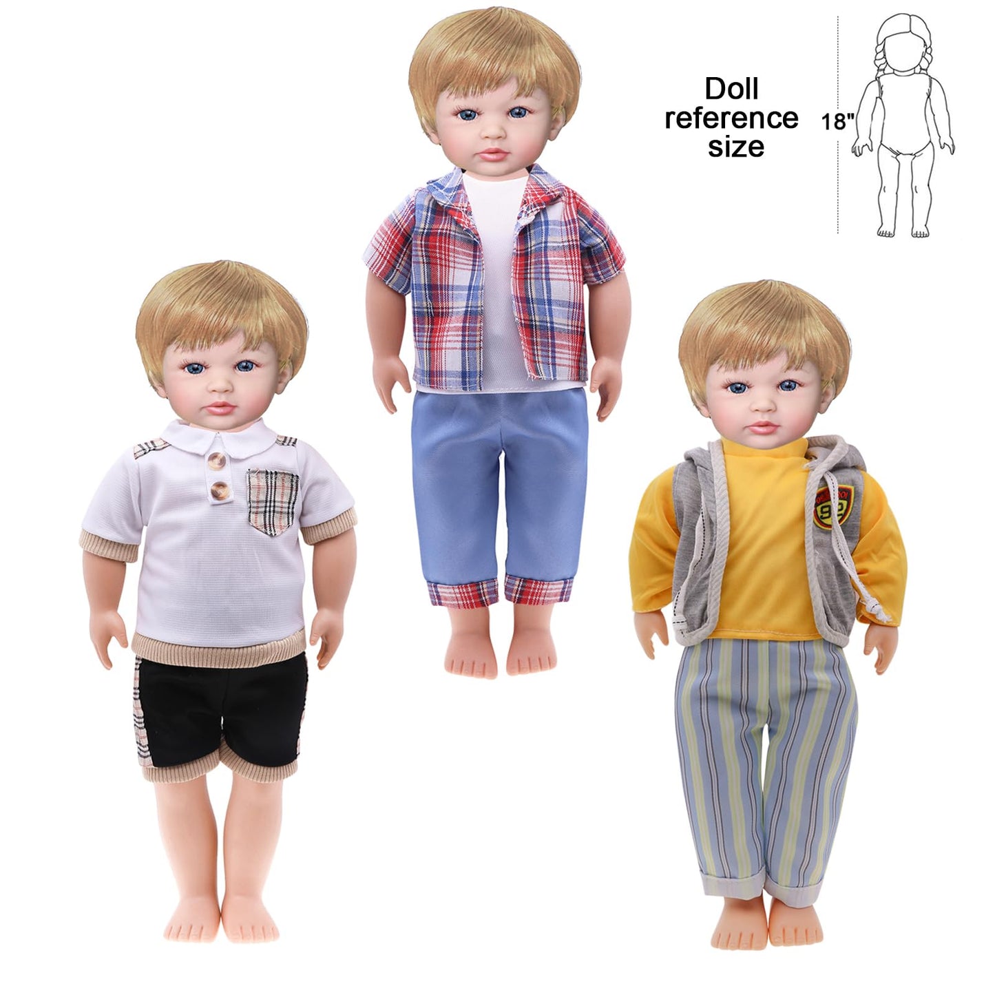 18 Inch Boy Doll Clothes - 18'' Baby Doll Accessories Doll Clothing 8 Pcs For Kids Present Boys And Girls Birthday Christmas