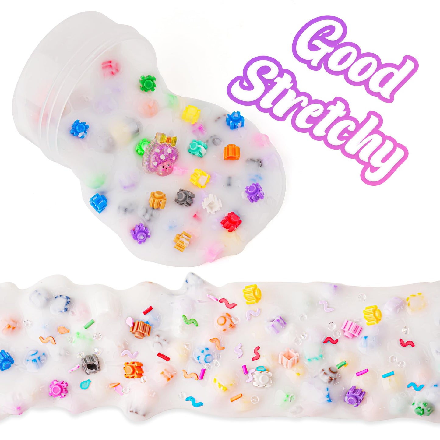 Mushroom Rainbow Bead Slime - Good Stretchy & Non-Sticky Crunchy Sensory Toy, Party Favors For Kids, Girls & Boys Gifts For Birt