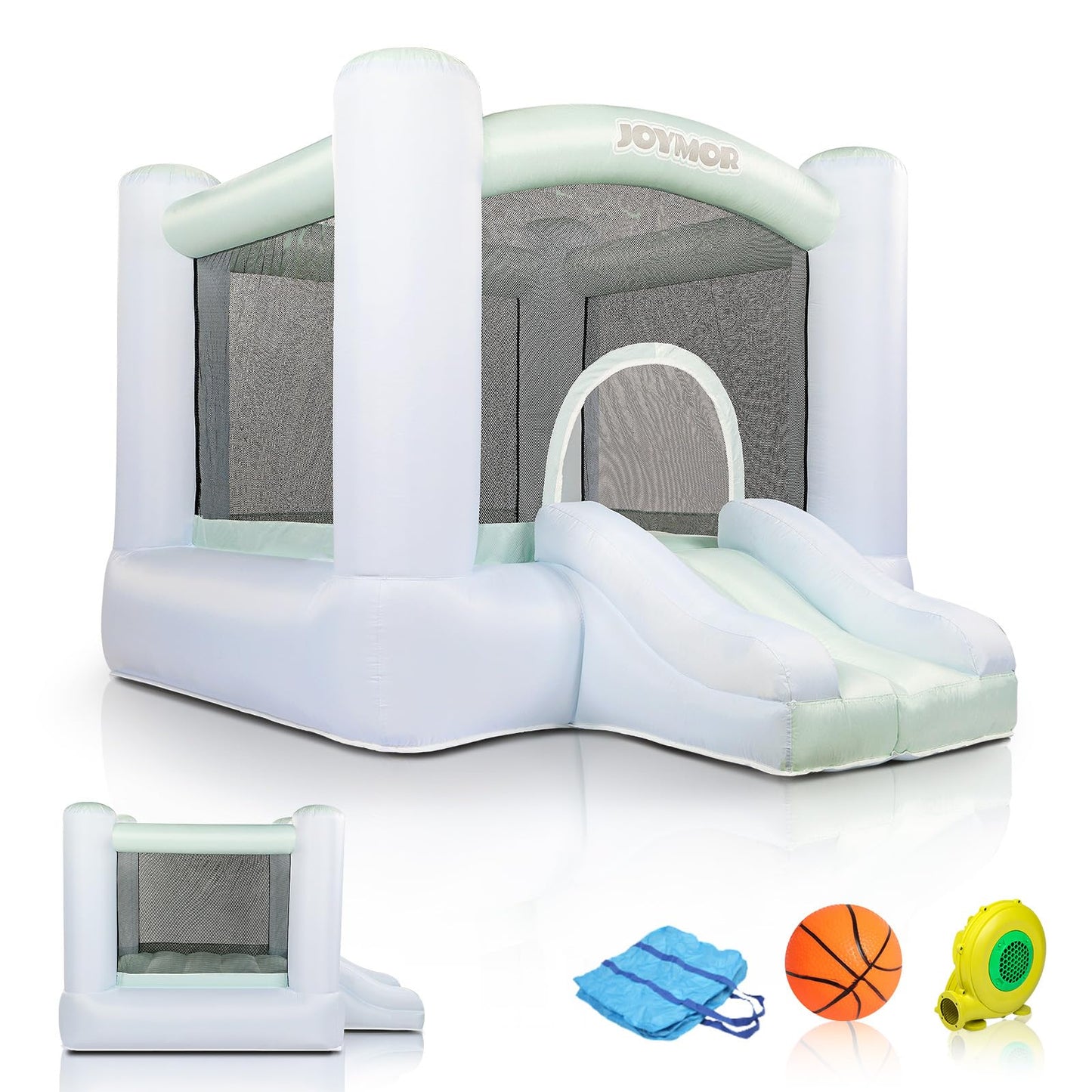 Joymor Grandient Style 3-In-1 Inflatable Bounce House For Kids 3-6 W/Basketball Hoop And Slide, Kids Small Bounce House With Blower For Toddlers Indoor & Outdoor Party
