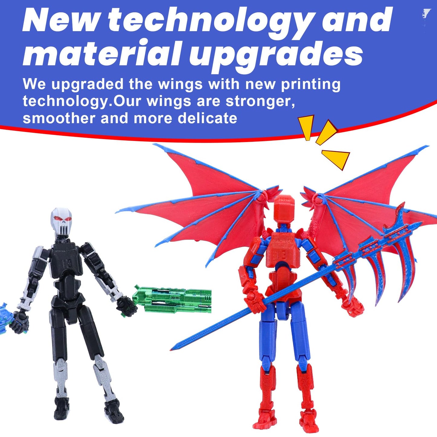 MIGESS Titan 13 Robot Action Figure,Dummy 13,Articulated Robot with Demon Wings, 3D Printed robo 13 Action Figure Articulated (R