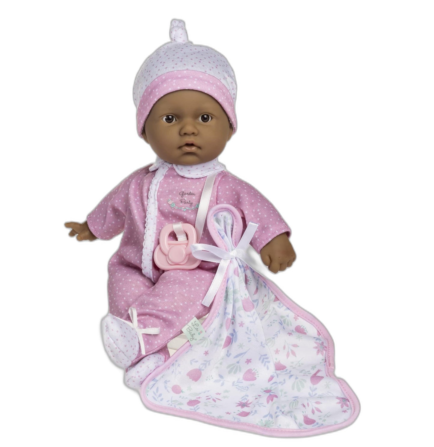 Jc Toys La Baby Hispanic 11-Inch Small Soft Body Baby Doll La Baby | Washable |Removable Pink Floral Outfit W/Hat, Pacifier & Blanket | For Children 12 Months +