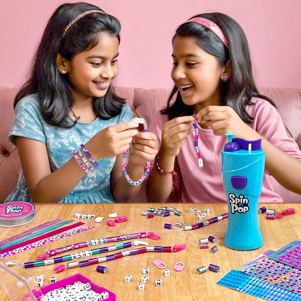 Imagimake Spin n Pop Bracelet Maker Kit for Ages 8-13 | Create 10 Unique Multicolor Bracelets | Perfect Easter Gift for Kids