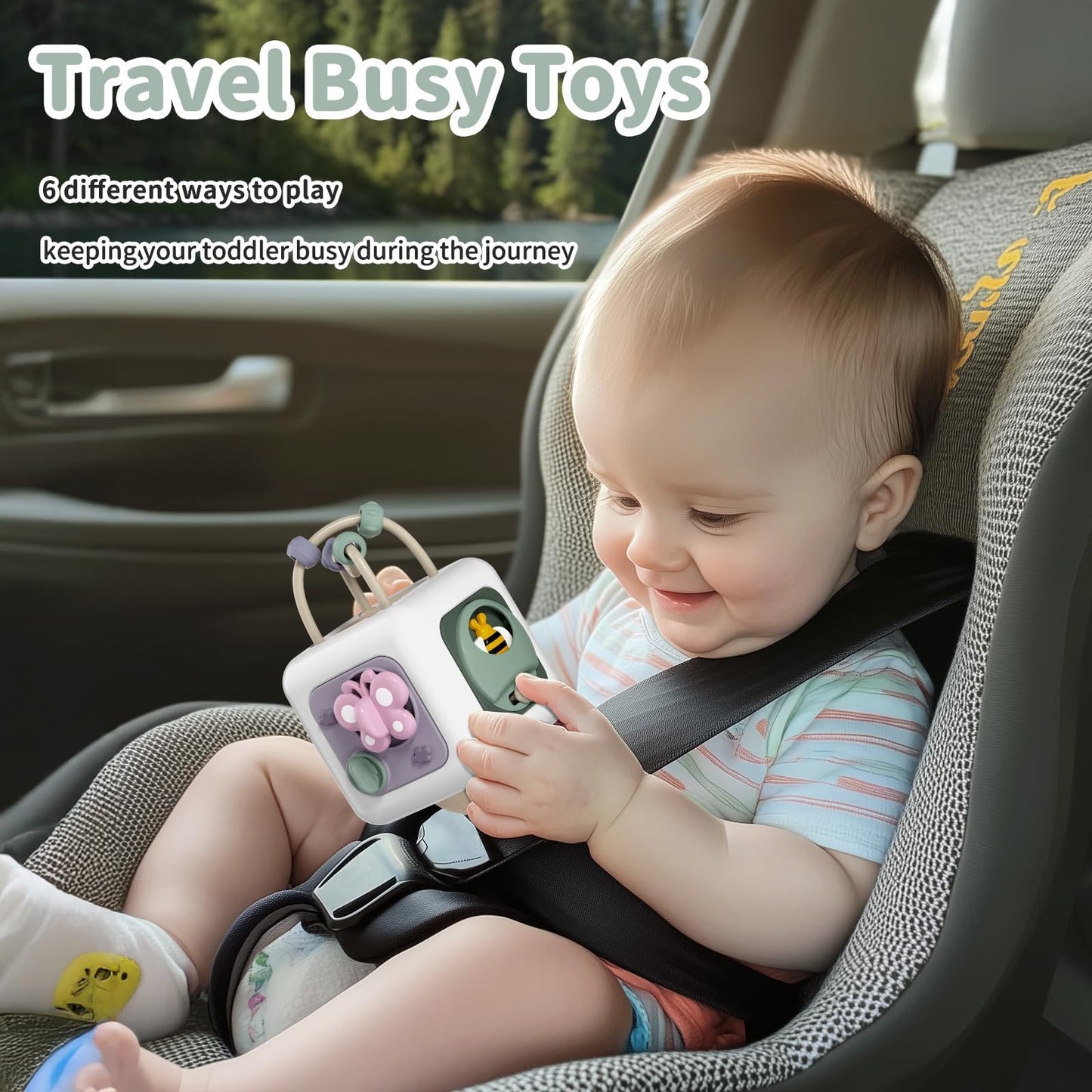 Socbtnso Baby Busy Board Cube, Toys For 1 Year Old Boy Girl, Montessori Toys For 1+ Year Old, Travel Toys For Toddlers 1-3, Lear