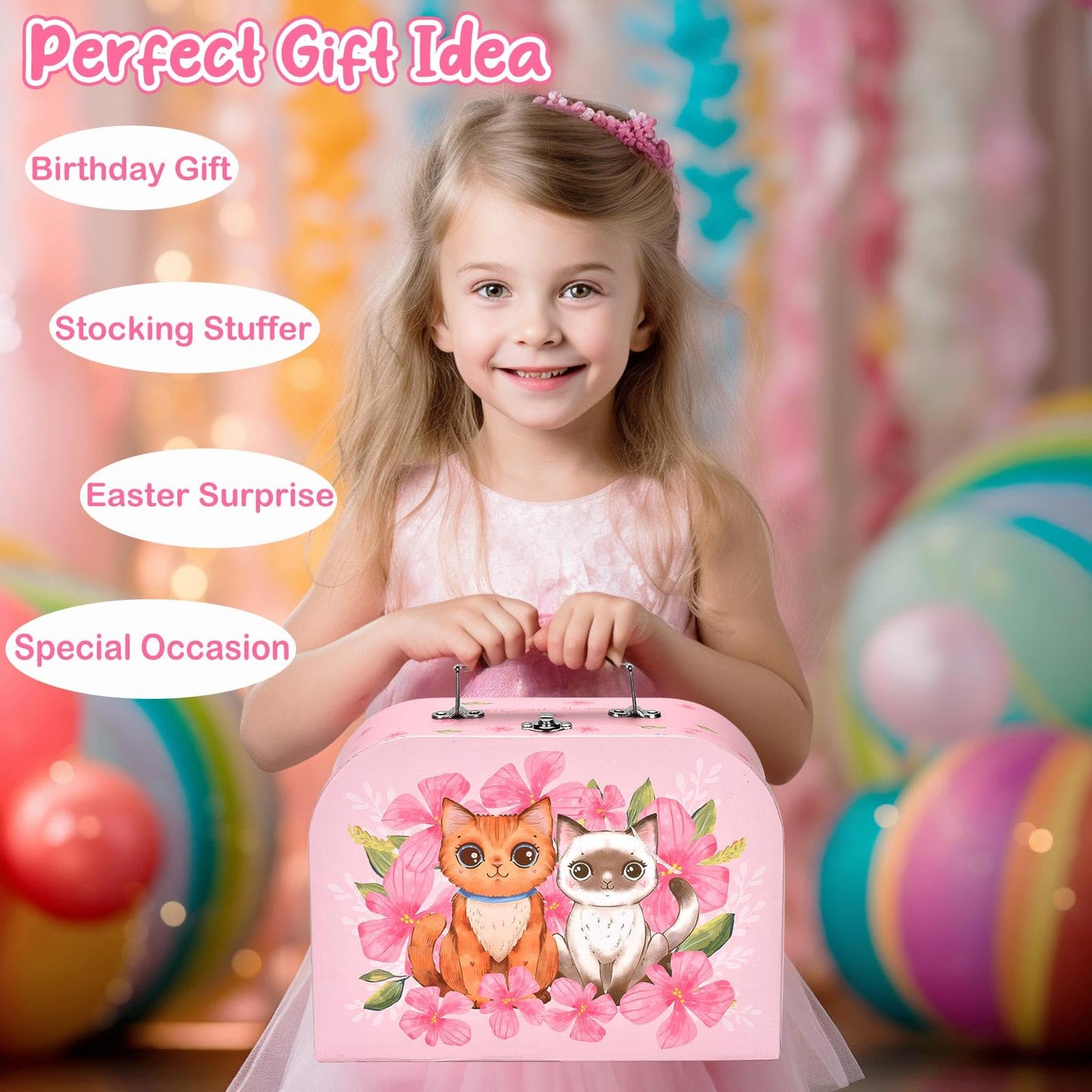 Lajeje Cat Tea Party Set for Little Girls - 19pcs Pretend Play Toy, Birthday Gift for Toddlers Ages 3 4 5 6 Year Old, Includes K