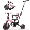 besrey 5 in 1 Toddler Tricycle, Alloy Steel, Large, Pink, Model KSE06, with Push Handle, Backrest, and Safety Belt for Ages 1-3