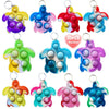 30 Packs Rainbow Bulk Turtle Mini Pop Fidget Keychain Bubble Toy For Boy Girl Kids Summer Party Favors Gift, Stress Relief Stude