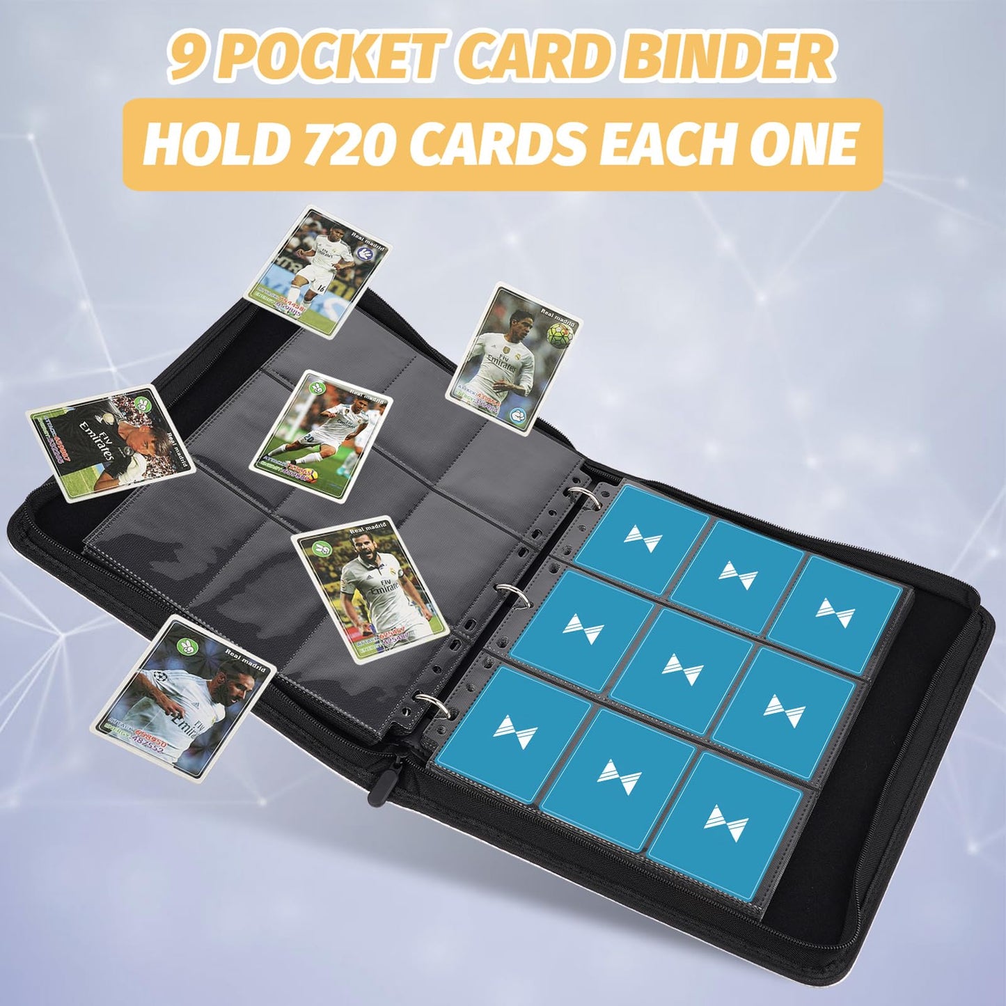 GERMUN 720 Card Binder enhanced Trading Card Binder 9 Pocket Double Sided Pocket PU Card Collection Binder Collector Card Album Card Folder for MTG TCG Sports Cards Game Cards (Light Purple)