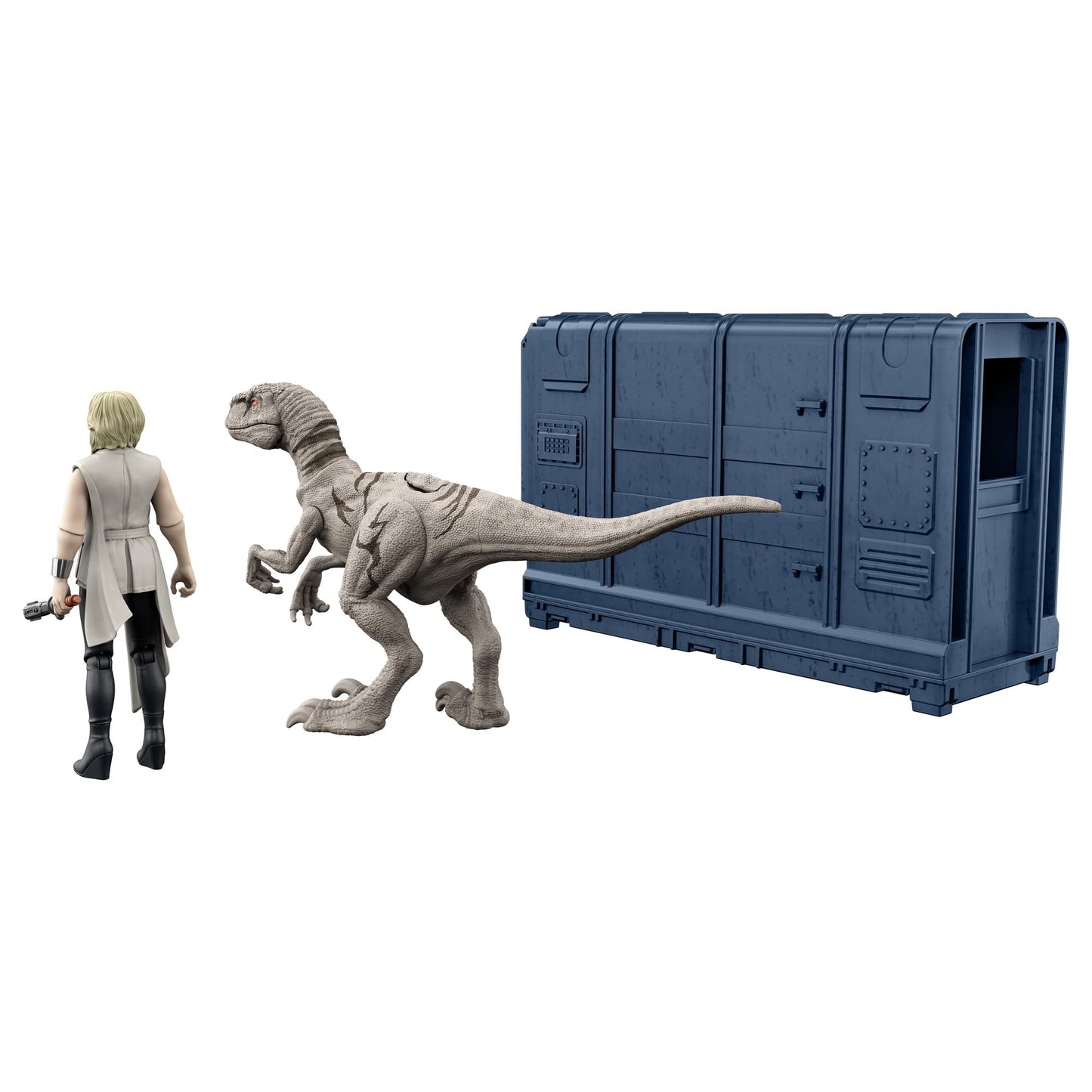 Mattel Jurassic World HFG63 Cage and Fury Dinosaur Set, Multi-coloured, Includes Exclusive Soyona & Atrociraptor Figures, Ages 4+