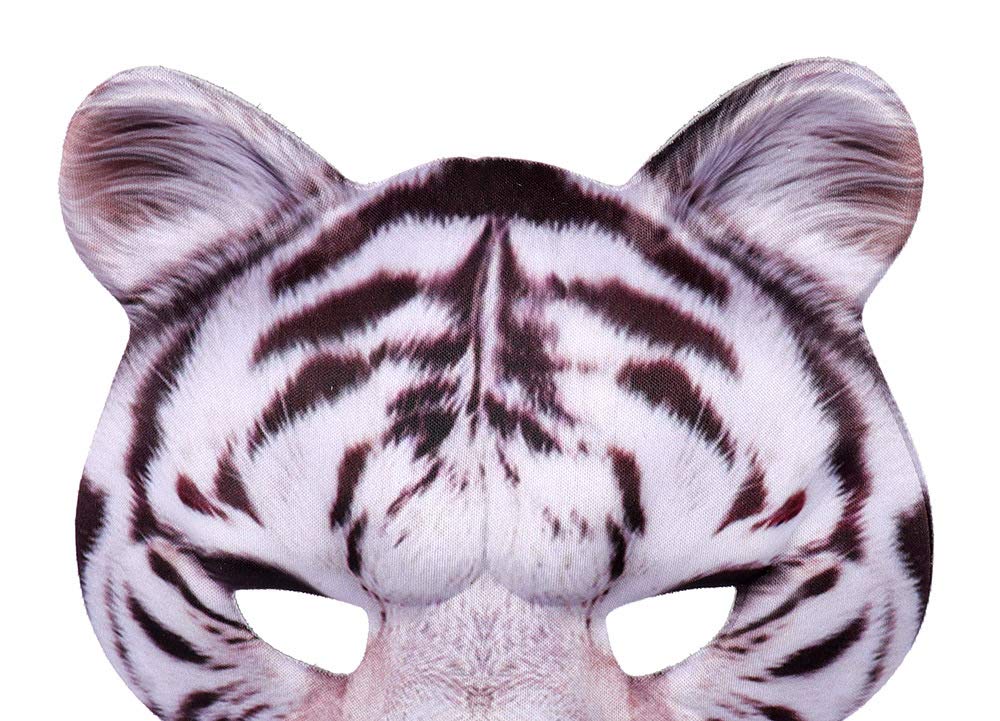 Aiffort Tiger Half Face Mask - Halloween Animal Cosplay Mask For Masquerade Party Costume And Props (White Tiger)
