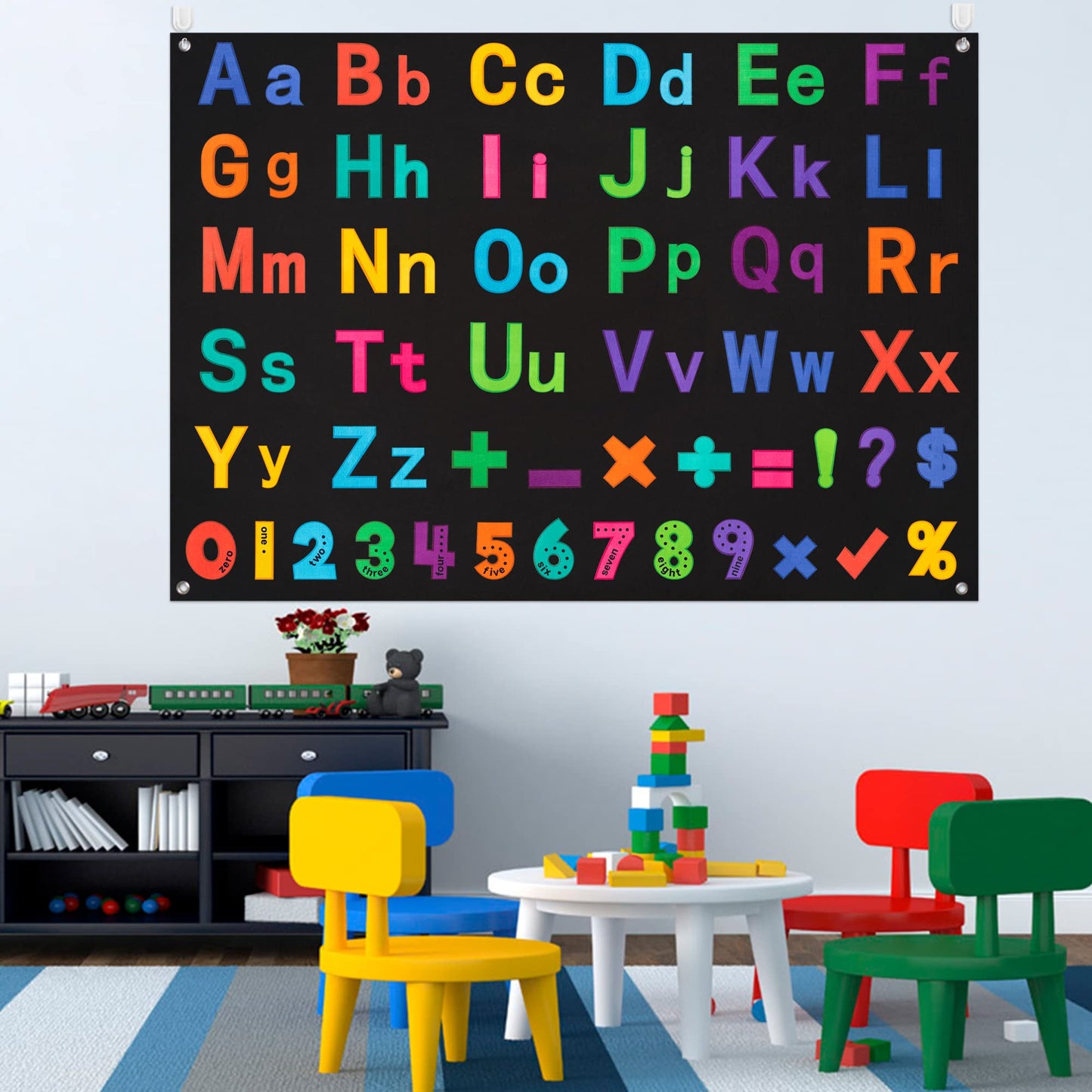 WATINC 151Pcs Alphabets Letters Numbers Felt Board Story Preschool Set Colorful ABC Letter Upper Lower Case Math Symbols Large W