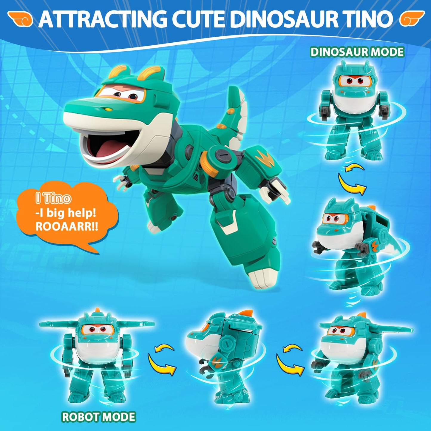 Super Wings Transformer Toys, 2 In Tino Robot Transformer Action Figures, 2-In-1 Mode Robot Transformer Toys For Boys Girls 4-6 6-8, Fun Plane Toys For Boys Toddlers Kids Age 3 4 5 6 7 8