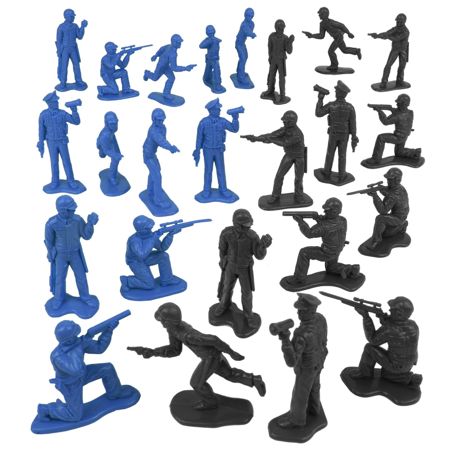 Tim Mee Toy SWAT Plastic Army Men - 24 Small Black & Blue Police Figures, Model 810049678517