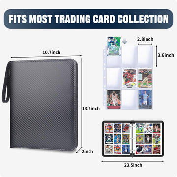 LOMONEH 900 Pockets Trading Card Binder PU Leather Card Collection Binder 9 Pocket Card Binders for Baseball & Sports MTG TCG & Game Cards (Striped Black)