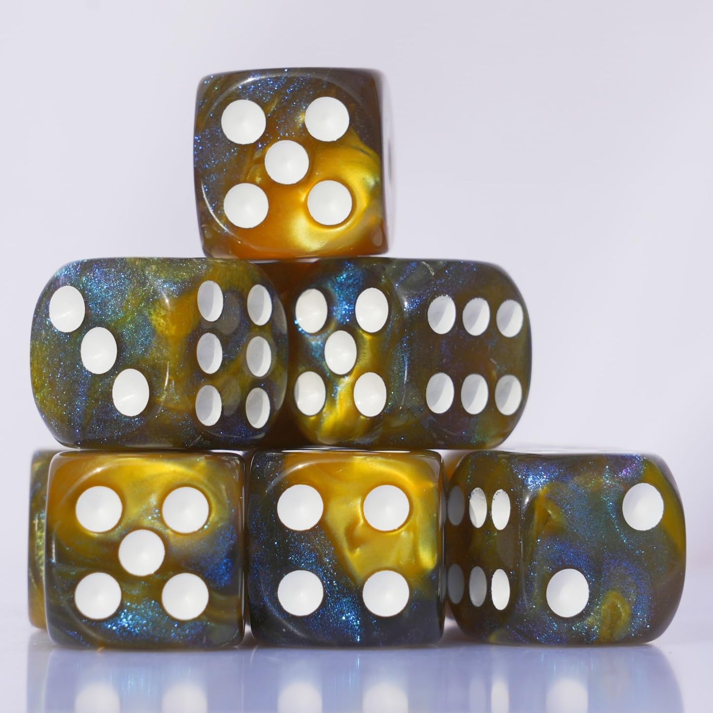 10 PC D6 dice 16mm Acrylic Dice Set for RPG MTG DND Dice Table Games and Board Games (Coffee + Green)