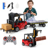Mscredse Remote Control Forklift Cranes 11 Channel 2 Mode RC Forklift Truck with Spray Sound and Lights Construction Toys 2.4Ghz