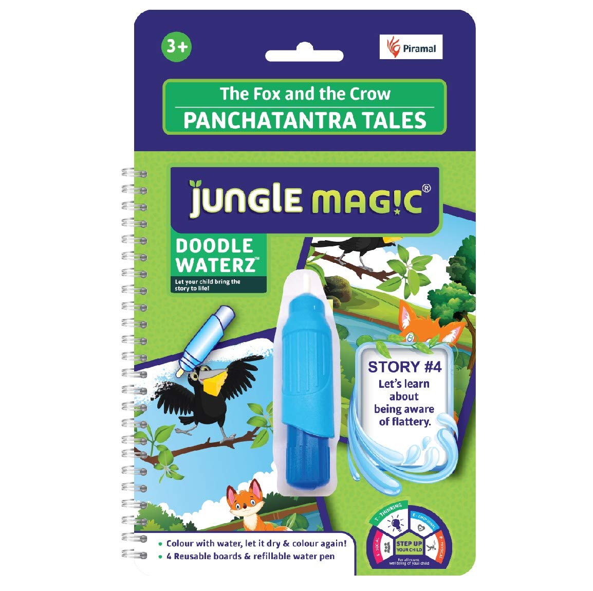 Jungle Magic Metal Doodle Waterz Reusable I Water Colouring Book Panchtantra Story I Fox & Crow I SelfDrying With Easy To H