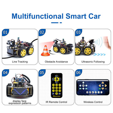 Keyestudio Smart Car Robot,4Wd Programmable Diy Starter Kit For Arduino For Uno R3,Electronics Programming Project/Stem Educational/Science Coding Kit For Teens Adults,15+