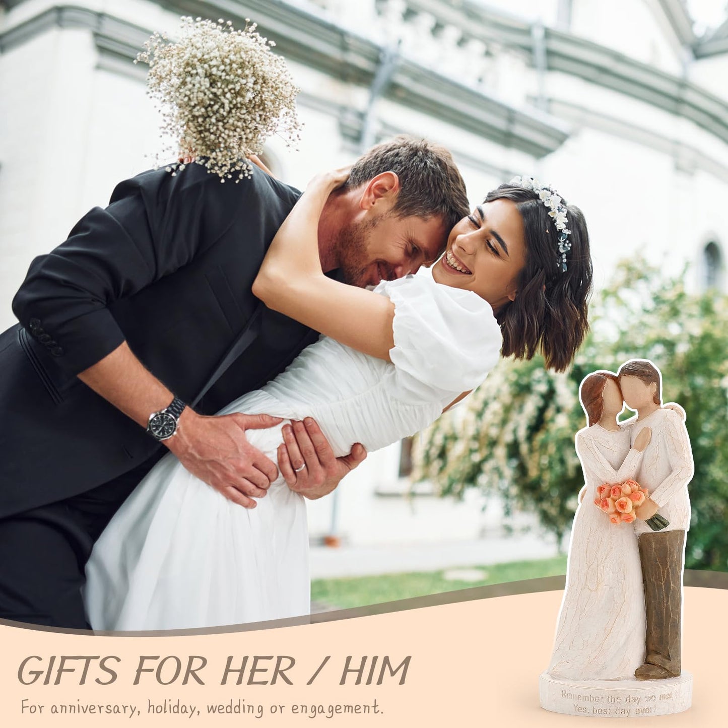 Kohehe Couple Gifts, Anniversary Couple Gift For Women, Wedding Engagement Gifts For Couple, 6.7' Couple Figurines Gift For Birthday Valentines Day Christmas(Couple-Figurine)