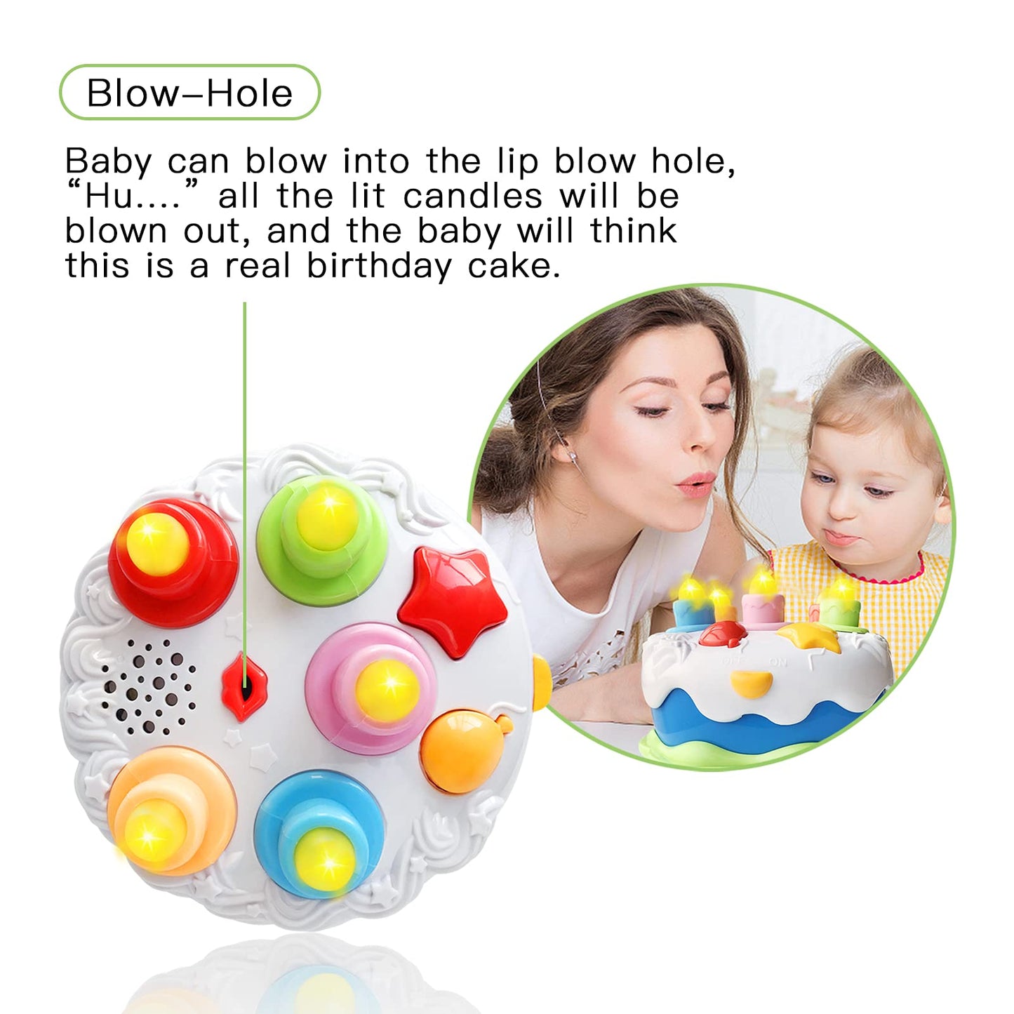 Okreview First Birthday Cake Toy - Music Cake Toys With Counting And Blow Candles Singing Toys For 1 2 3 4 Years Old Boys Girls Birthday And Xmas Gift