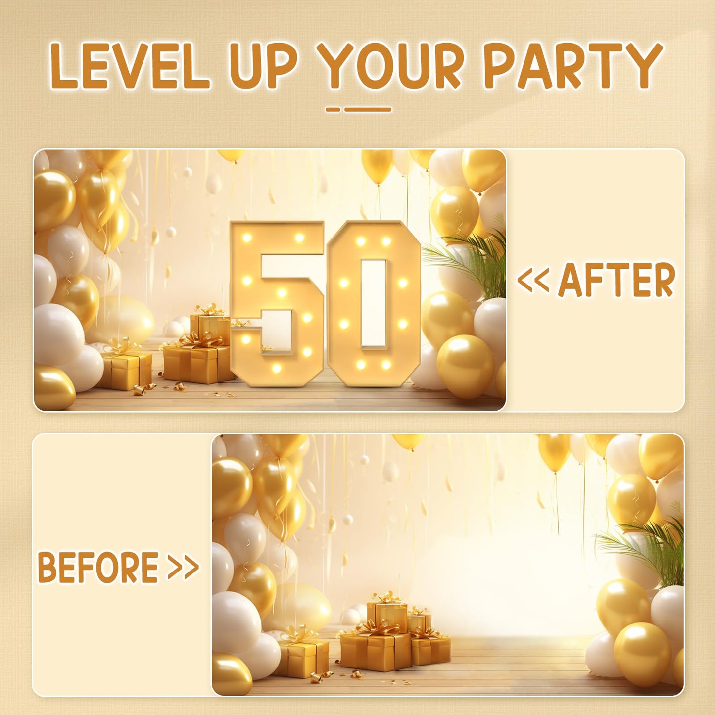 Imprsv 3Ft 50Th Birthday Decorations Numbers: 50Th Birthday Party Anniversary Decorations Large Light Up Numbers 50 For Men Wome
