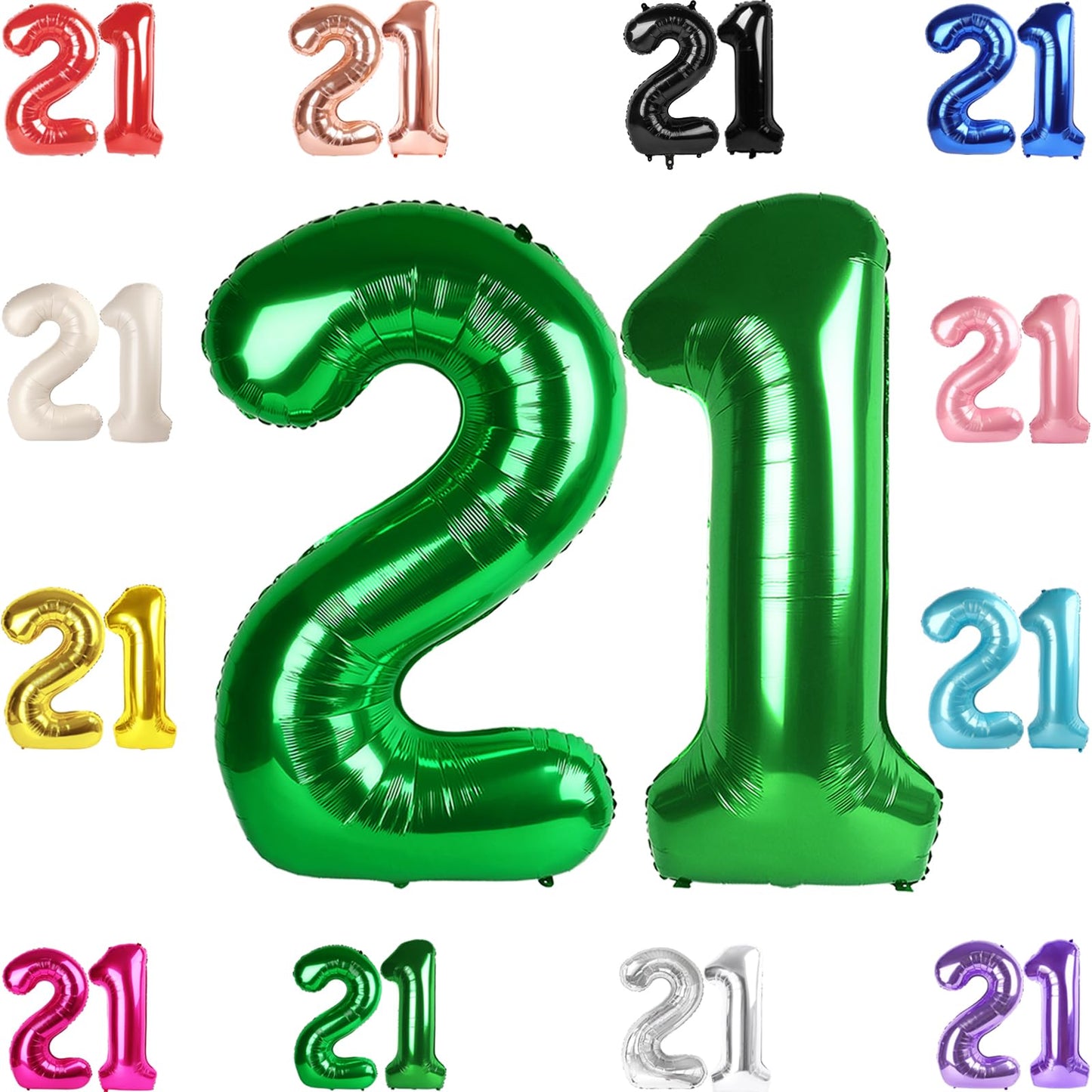 21 Balloon Number, Green Number 21St Birthday Balloons 40 Inch, 21 Or 12 Years Old Green Birthday Decorations For Men Women Him