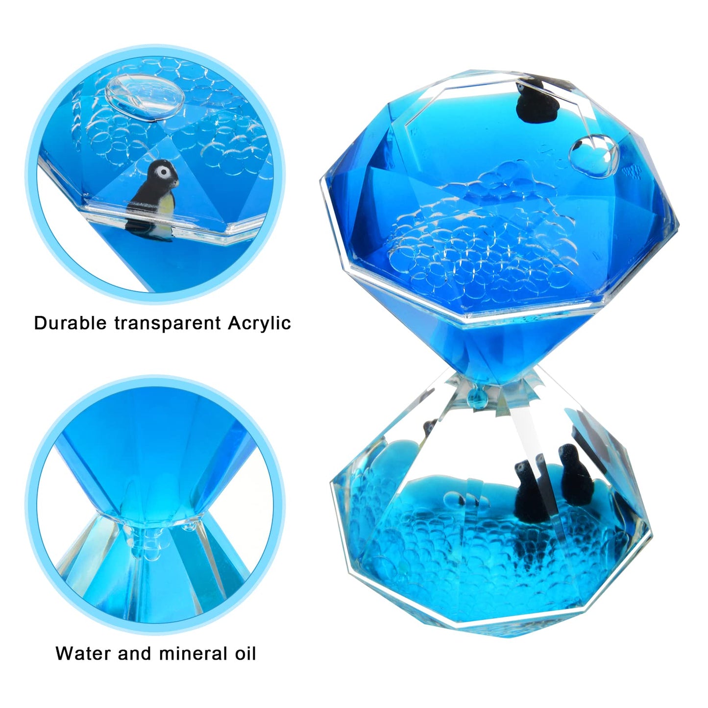 Coitak Liquid Motion Bubbler Timer For Sensory Play, Fidget Toy, Desk Top, 3 Pack, Assorted Colors (Style-2)