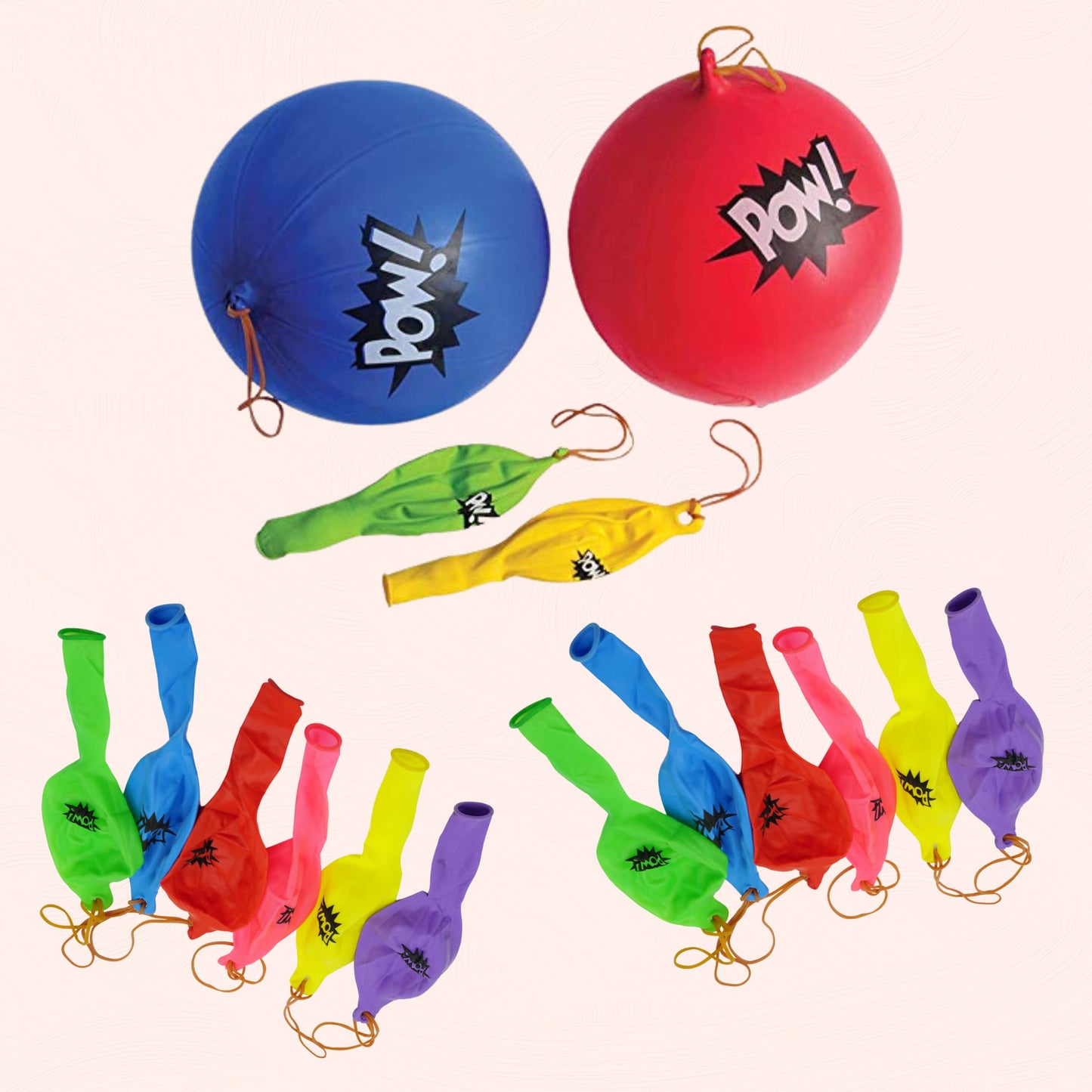 25 Pc Set, 12 Oversized 20 Pow Inflatable Baseball Bats, 12 Punch Balloon, 1 Huge 30 Bopper - for Superhero Theme Birthday Par