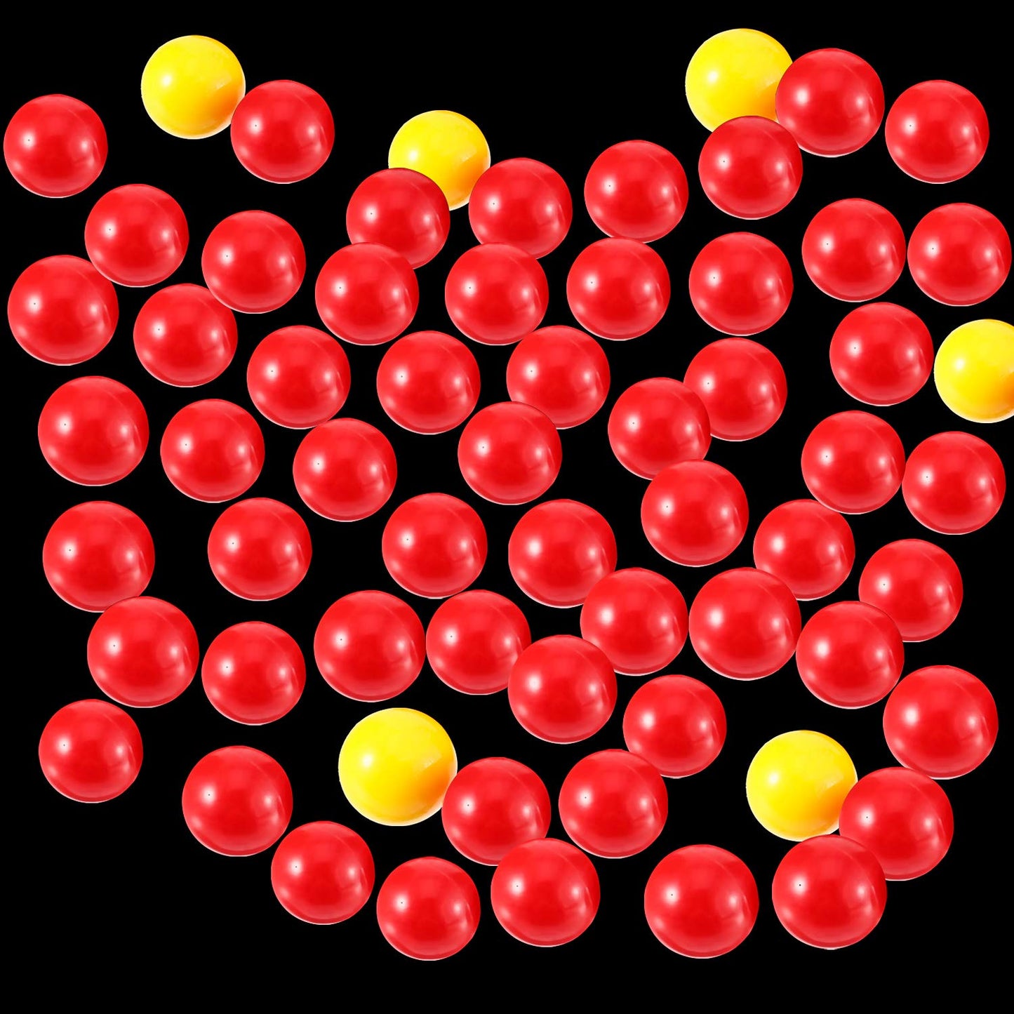 Gejoy 63-Piece Game Replacement Marbles Set - 57 Red & 6 Yellow Balls for Hungry Hungry Hippos