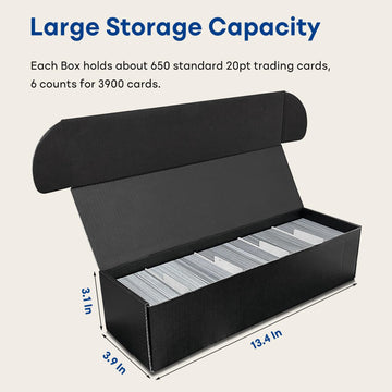 Fageverld Trading Card Storage Box, Cardboard Card Boxes With Dividers For Tcg/Mtg/Magic/Baseball/Sports Cards Collection, Black