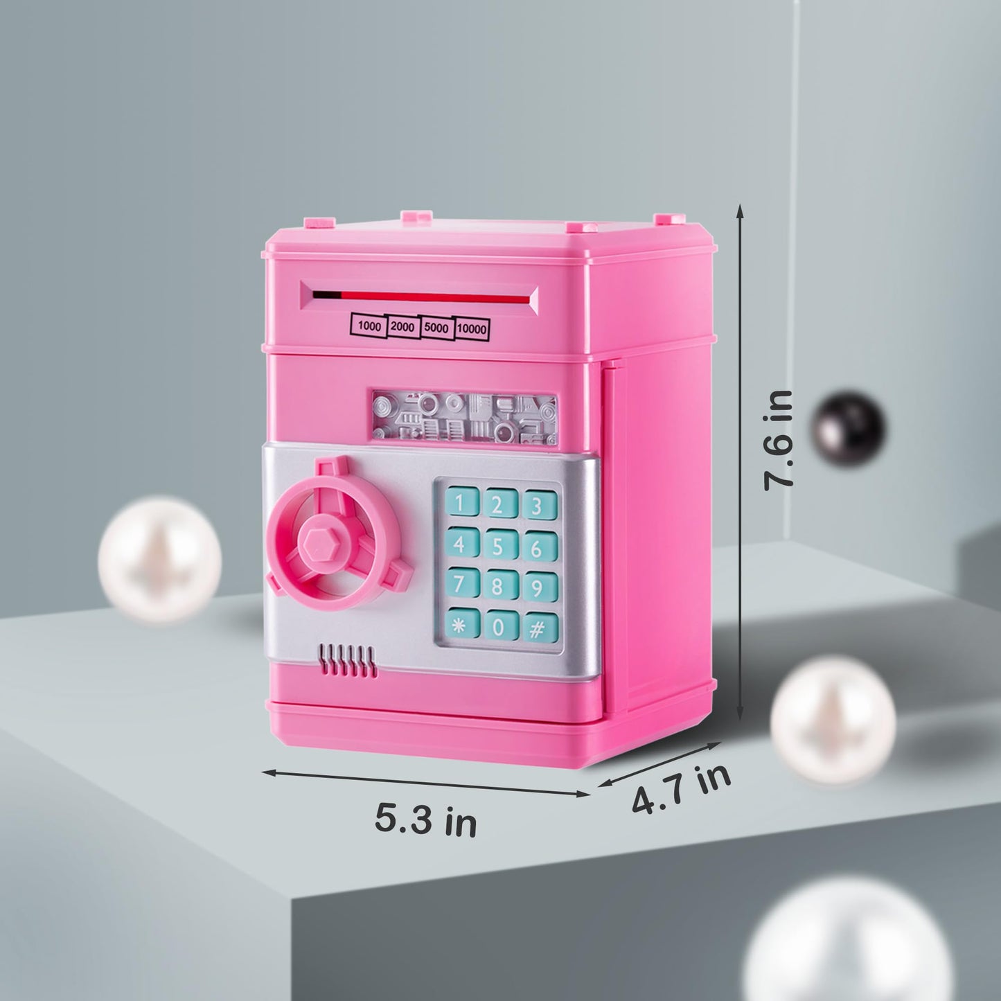 Evthsu Pink Electronic Atm Safe Piggy Bank For Kids - Real Money Savings Coin Bank With Code Lock & Password, Gift Money Box For