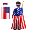 Wgudzpj American Flag Costume Cape USA Patriotic Flag Cloak and headband for Kids Boys Girls