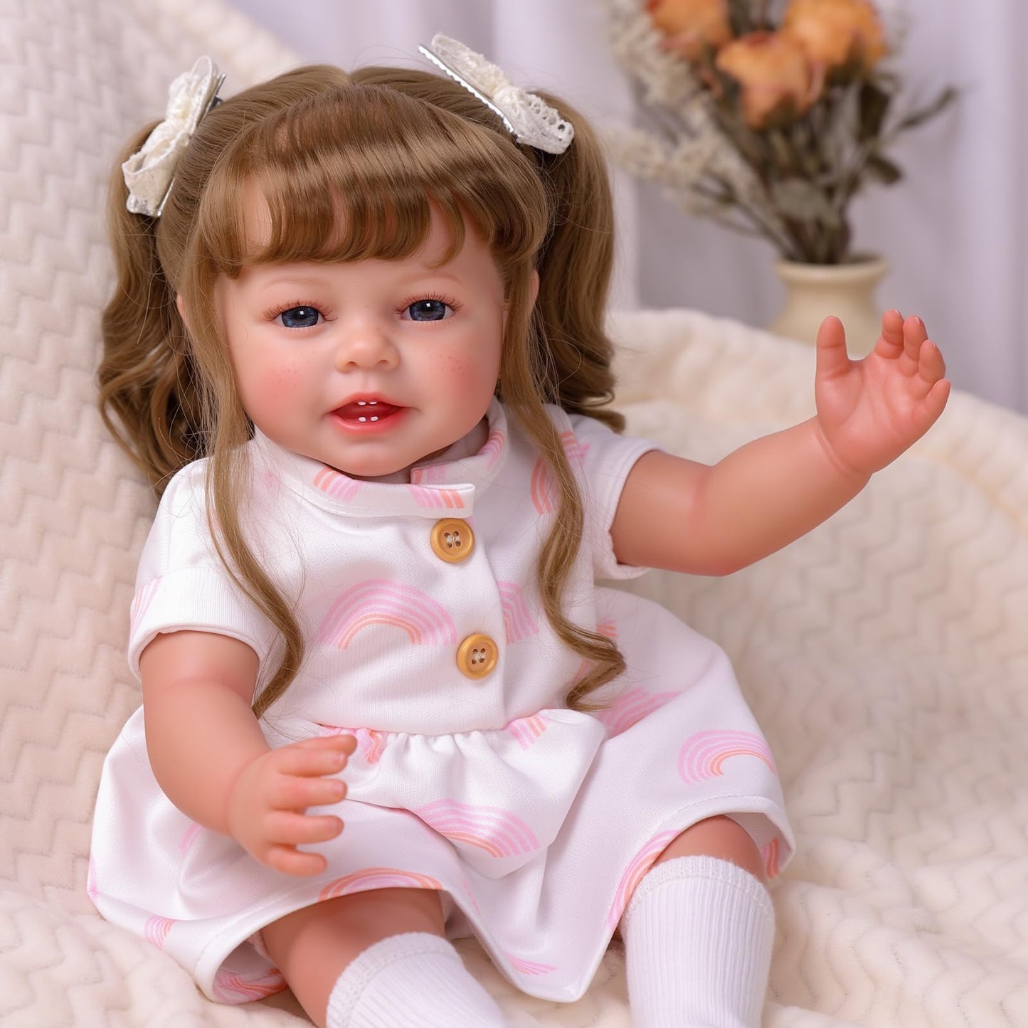 Babeside Lifelike Reborn Baby Dolls With Freckles, 20 Inch Realistic Newborn Real Life Toddler Doll Girl Soft Vinyl And Cloth Bo