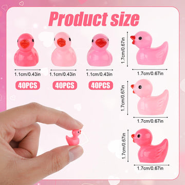 120pcs Mini Resin Ducks, Pink Tiny Miniature Ducks Figurines Small Duck Ornament Toys for Valentine's Day Gift Decoration Dollho
