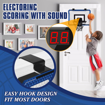 Xucutu Indoor Mini Basketball Hoop For Door - Over The Door Basketball Mini Hoop With Scoreboard & 3 Balls, Foldable Basketball