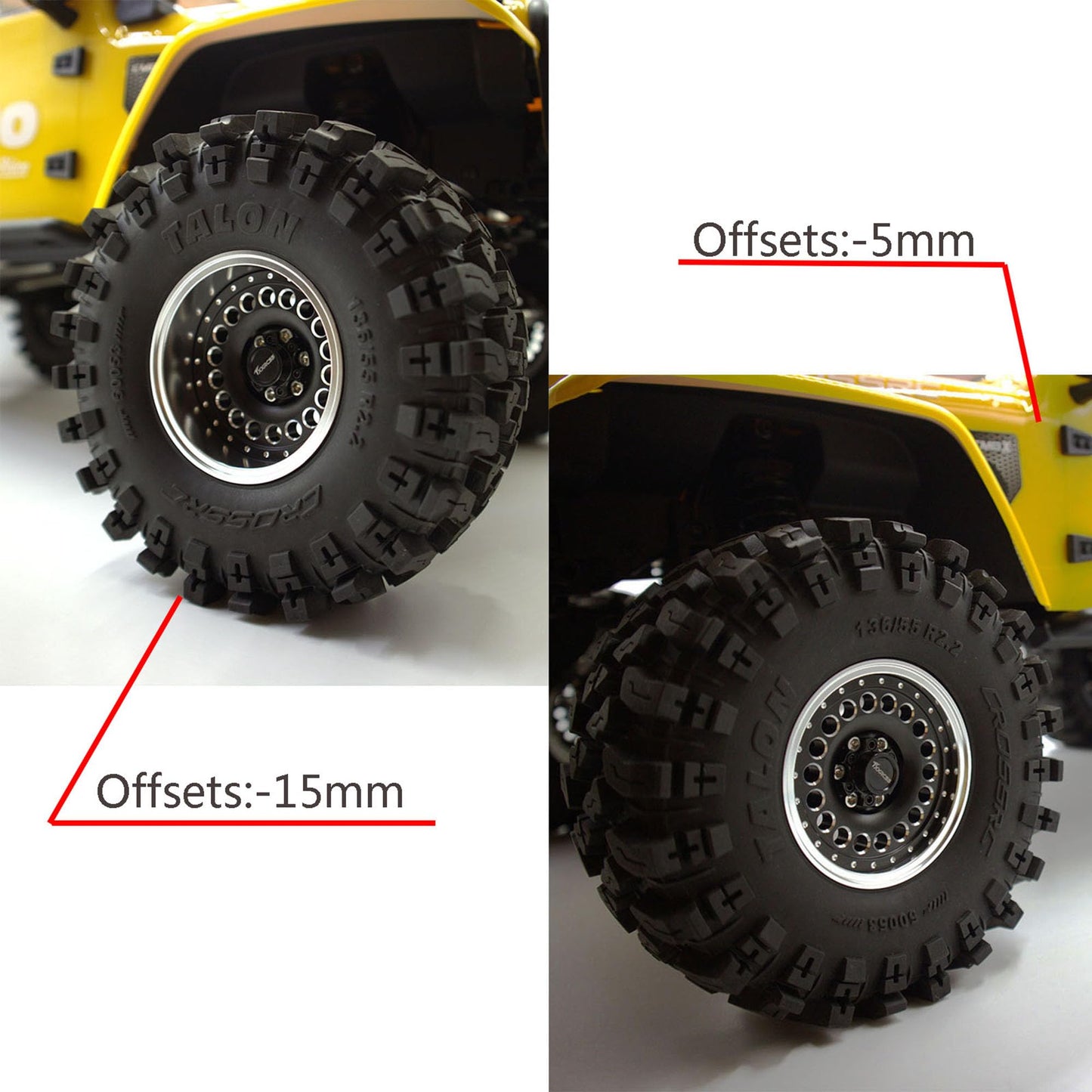 Txxrcss Adjustable 2 Offsets RC 2.2 Beadlock Wheels Rims Hub 1/10 Crawle Car Wheel Aluminum Upgrades for Remote Control SCX10 Ca