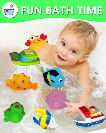 Mold Free Bath Toys For Toddler-1-3 - No Hole Bath Toy For Infants 6-12 Months - Baby Bathtub Water Pool Toys Shower Gifts For 1