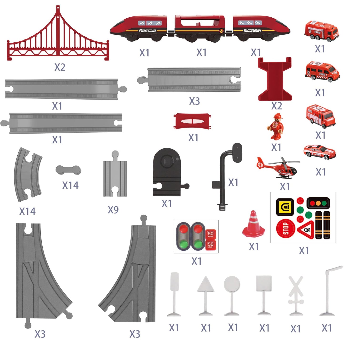 Wdmiya Train Set for Toddlers, 73 Pcs Train Toys for Kids Ages 3-8, Electric Trains Sets with Tracks (Magnetic Connection), Chri