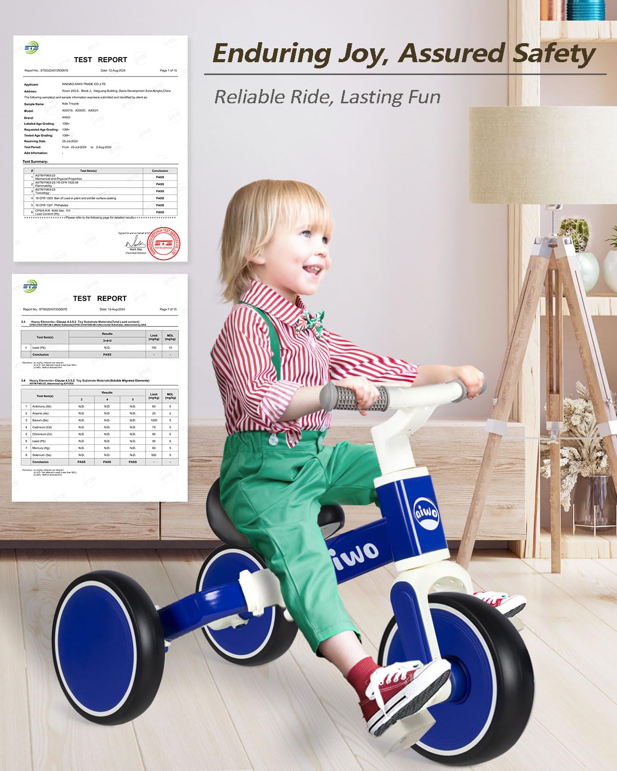 aiwo 4in1 Tricycle for Toddlers 1-3, Toddler Balance Bike for 1 to 4 Year Old Boys Girls First Gift, Ride-on Toys Toddler Bike K